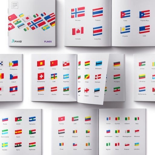 Klocki Magnetyczne Pikselowe 111 el. Flags - Pixio