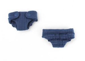 Majteczki z Falbanką Muślinowe 2 szt. dla Lalki 21 cm Navy Blue - Miniland