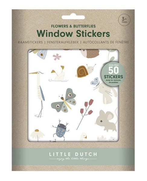 Naklejki na Okno Wielokrotnego Użytku Flowers & Butterflies - Little Dutch