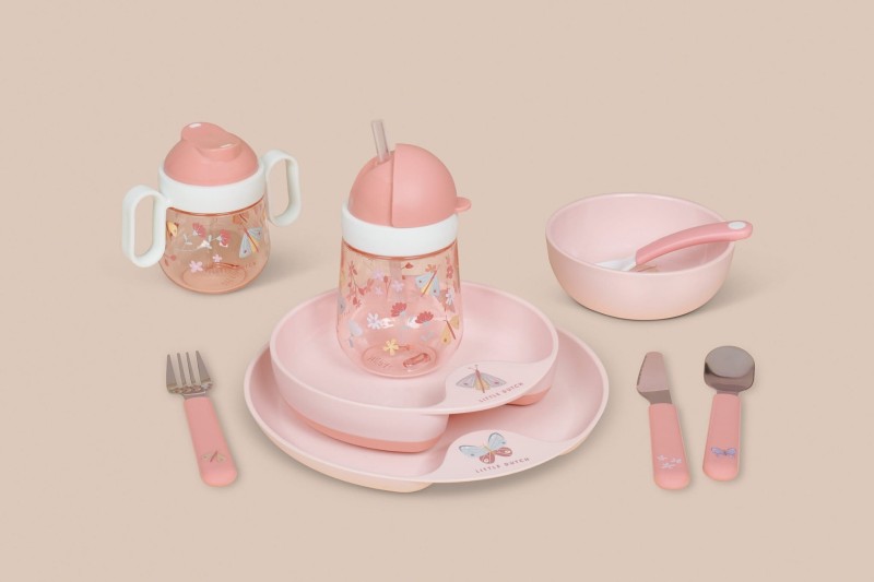 Kubek z Uchwytami Niekapek Mio Flowers & Butterflies - Little Dutch