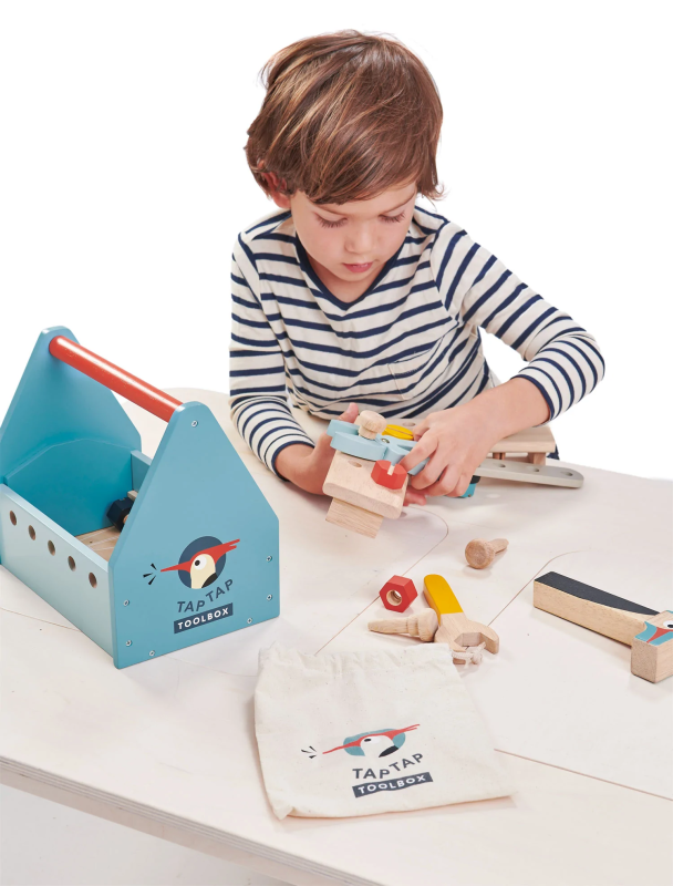 Skrzynka z Drewnianymi Narzędziami i Śrubami Tool box - Tender Leaf Toys
