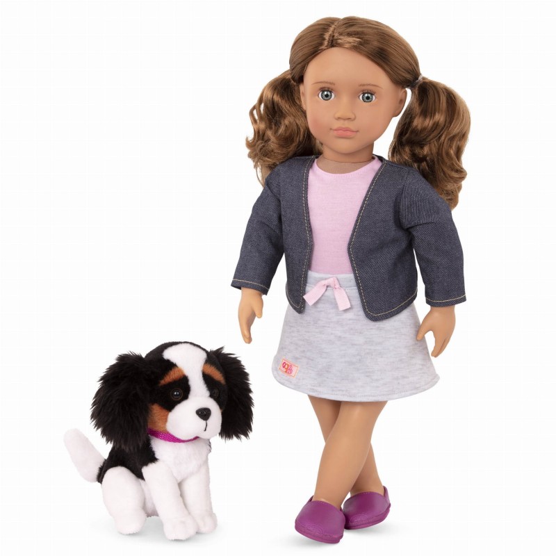 Lalka z pieskiem na smyczy King Charles Spaniel - Our Generation