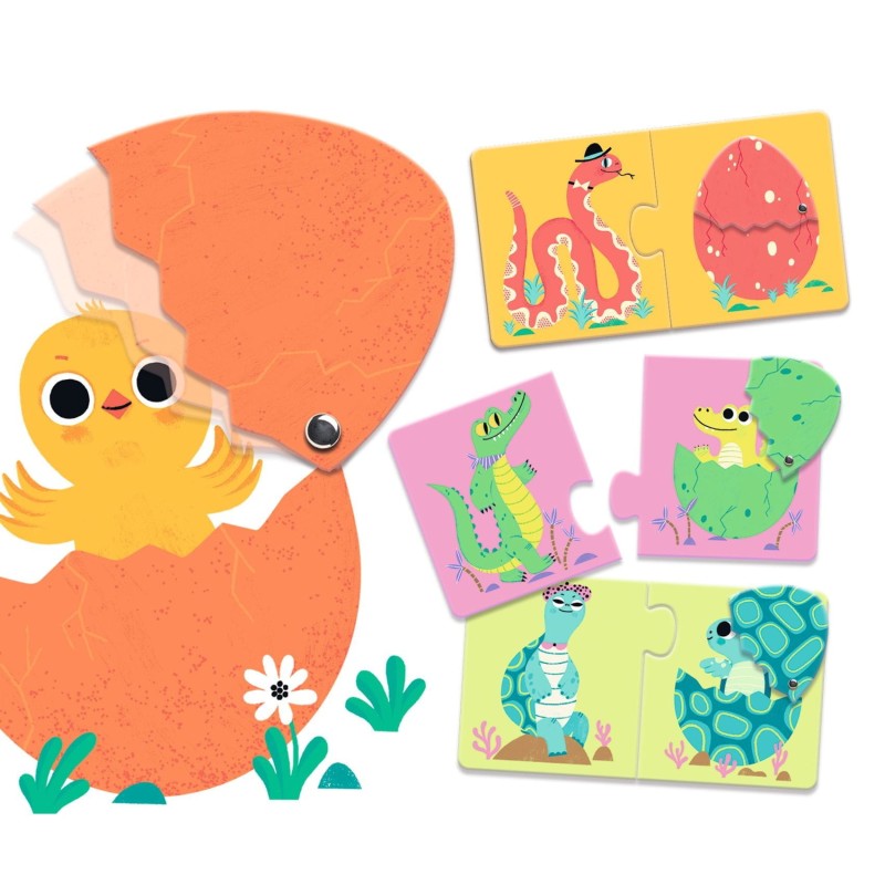Puzzle dwuelementowe Śmieszne jajka - Djeco