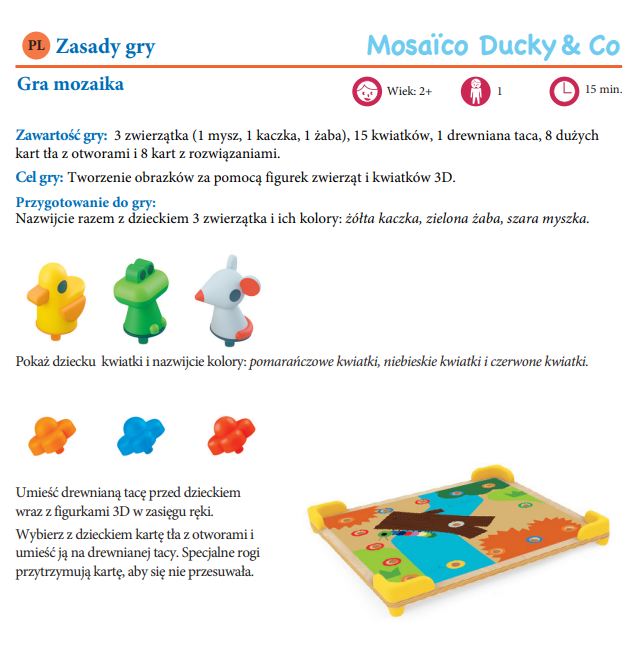 Mozaika edukacyjna układanka z dziurkami DUCKY&CO - Djeco