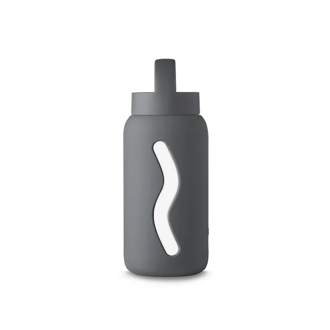 Szklana Butelka w Silikonowej Osłonie 500ml Smoke Grey - Muuki