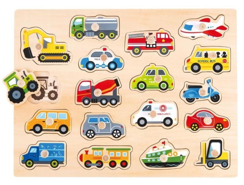 Puzzle z uchwytami Pojazdy układanka - Lelin