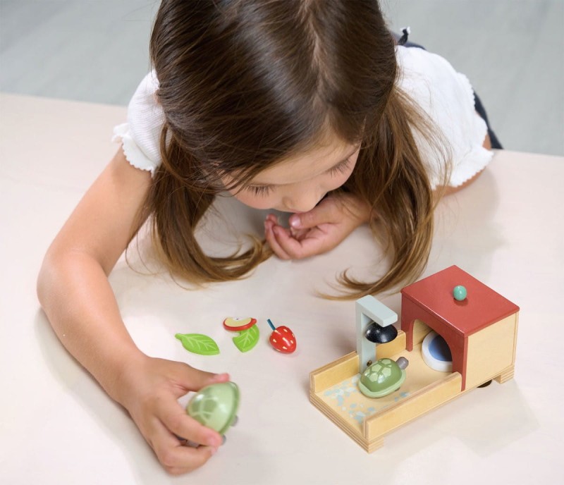 Drewniane figurki do zabawy Żółwie w Domku - Tender Leaf Toys