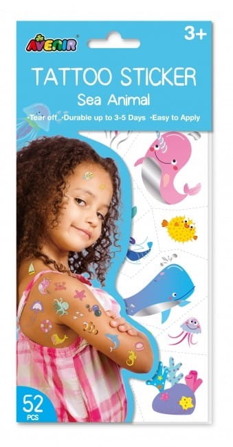 Błyszczące Tatuaże dla dzieci Wodne zwierzęta 52 szt. - Avenir