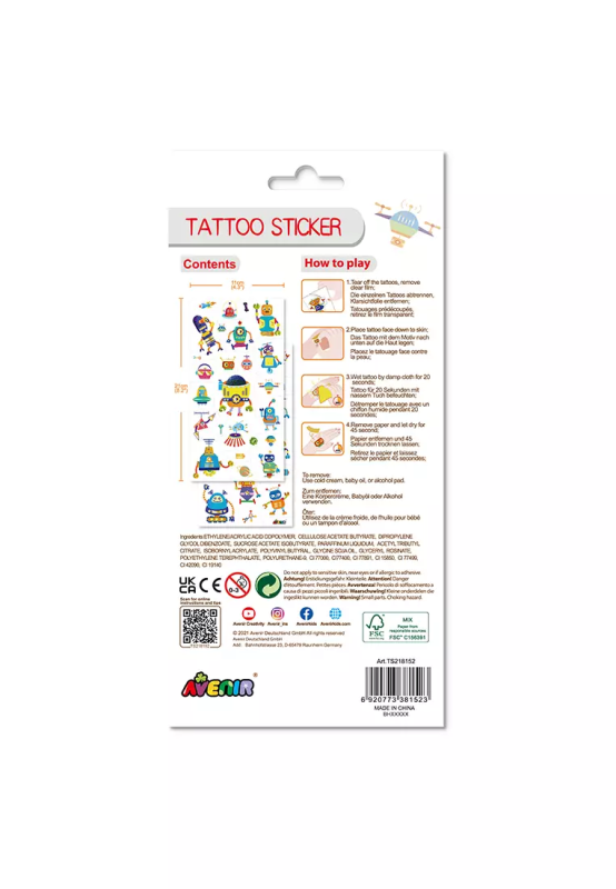 Tatuaże dla dzieci Roboty 50 szt. Błyszczące - Avenir