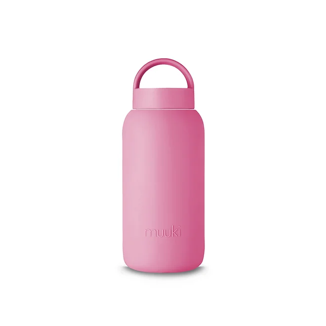 Szklana Butelka z Miarką 720 ml Silikonowe Etui Flamingo Pink - Muuki