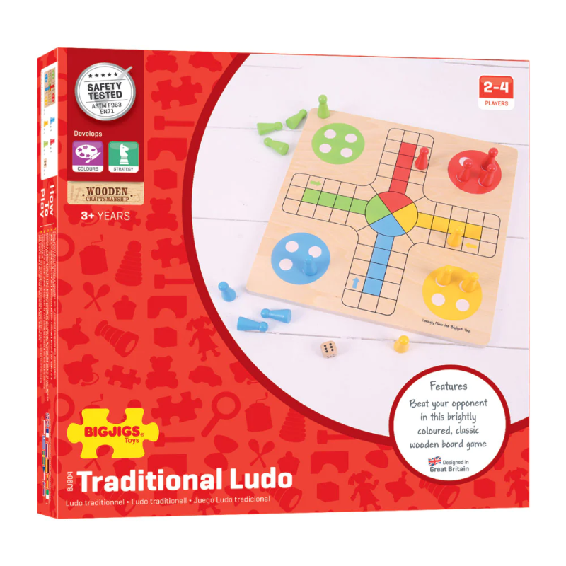 Drewniana gra Ludo Chińczyk - Bigjigs