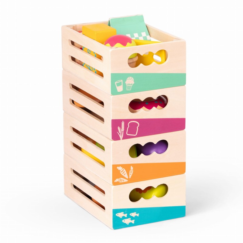 Drewniane Jedzenie w skrzyneczkach Little Foodie Groups - b.toys