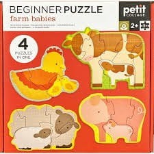Puzzle progresywne 3,4,5,6 elementy Farma- Petit Collage