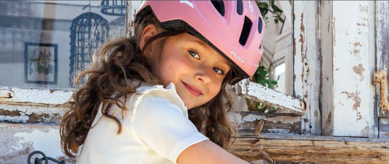 Kask dziecięcy rowerowy ze światełkiem Puky S różowy 48-55 cm