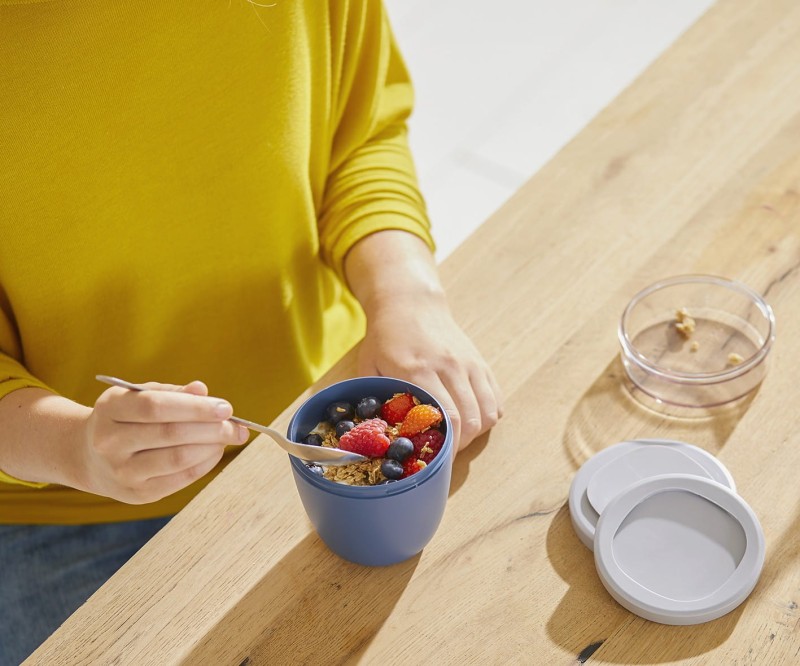 Podwójny pojemnik na jedzenie zielony Lunchpot Ellipse mini - Mepal