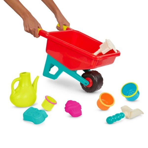 Taczka dla dzieci z konewką i zabawkami do piasku b.toys