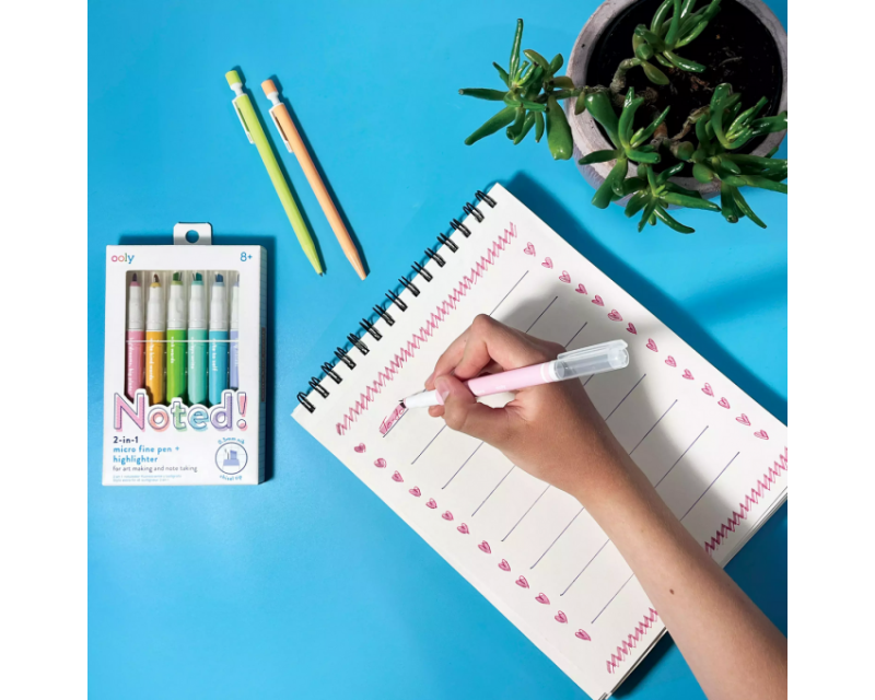Cienkopisy z zakreślaczami 2w1 Noted 6 szt. Ooly