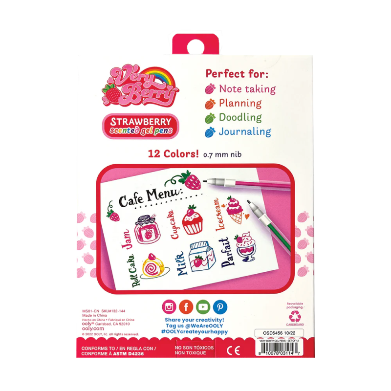 Pachnące długopisy Żelowe 12 szt. Very Berry Strawberry Ooly