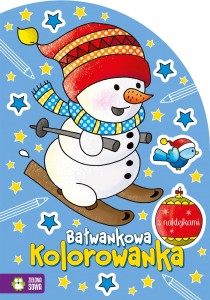 Świąteczne kolorowanki. Bałwankowa kolorowanka z naklejkami