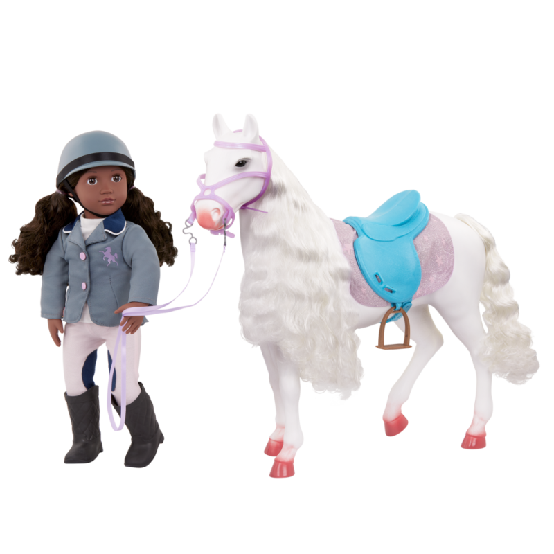 Biały koń rasy Camarillo do czesania i stylizacji Our Generation