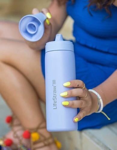 LifeStraw termiczna butelka ze stali nierdzewnej z filtrem membranowo-węglowym 0,5l Provence Purple