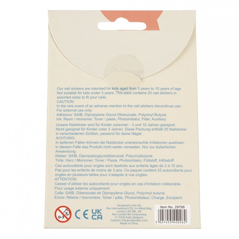 Naklejki na paznokcie zwierzęta 25 szt. - Rex London