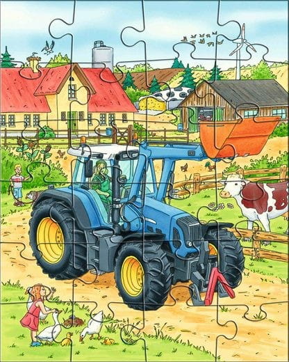 Puzzle z traktorem 24 el. Obrazki 3w1 - Haba