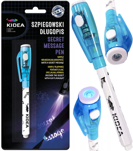 Długopis fluorescencyjny z lampką UV Szpiegowski 1 szt. - Kidea