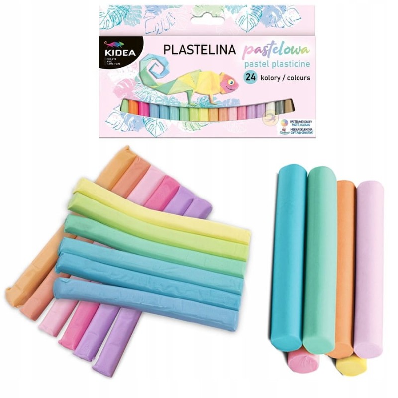 Pastelowa plastelina 24 kolory Kidea