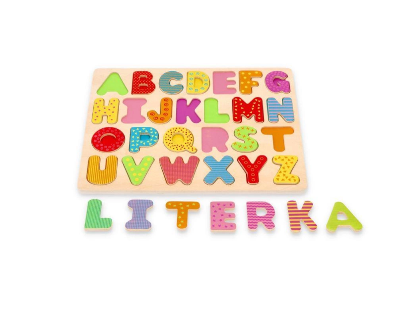 Układanka alfabet drewniany litery Lelin