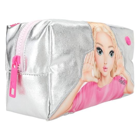 Kosmetyczka TOPModel srebrna w serduszka 21 x 11 cm