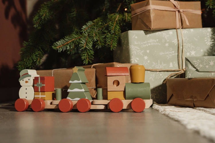 Świąteczny pociąg z klockami X-mas Little Dutch
