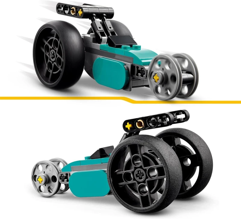 Motocykl vintage Lego Creator 3w1 rower, dragster 31135