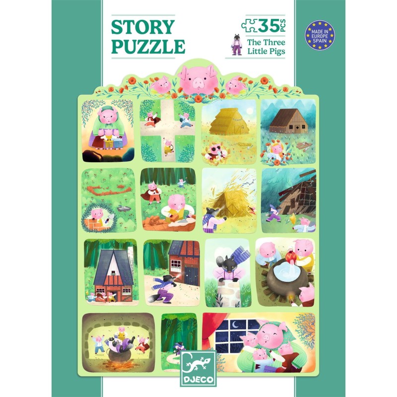 Trzy Małe Świnki puzzle 35 el. opowieść Djeco