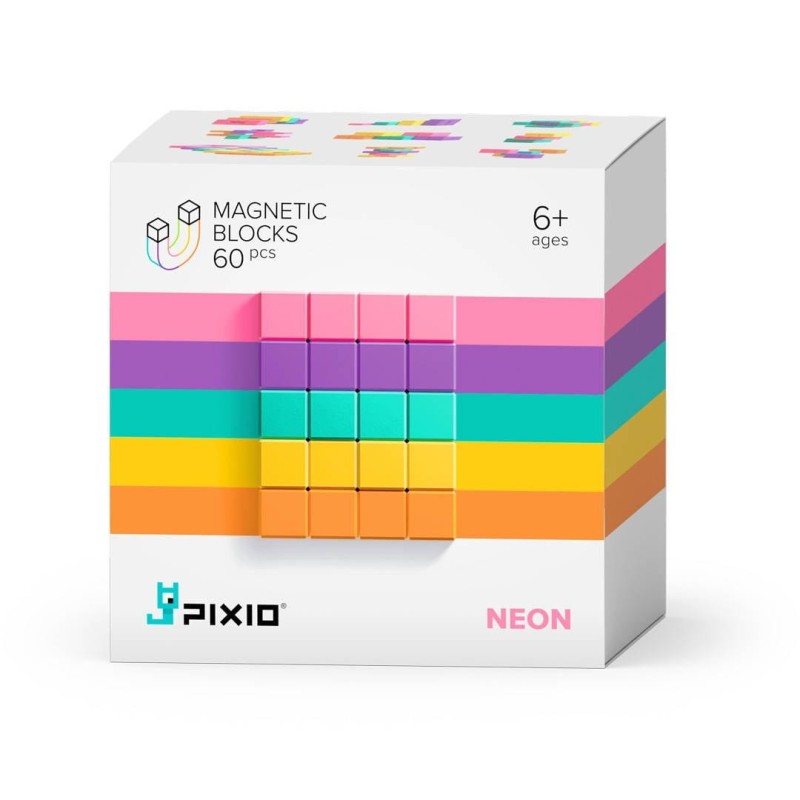 Klocki Magnetyczne 60 el. Neon - Pixio