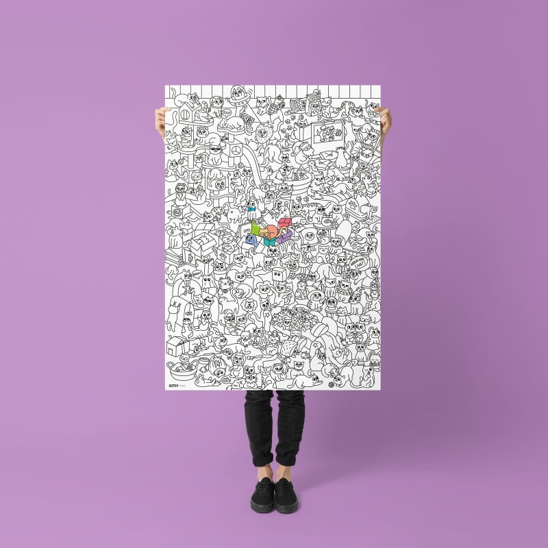 Kotki kolorowanka wielki plakat 100 x 70 cm omy