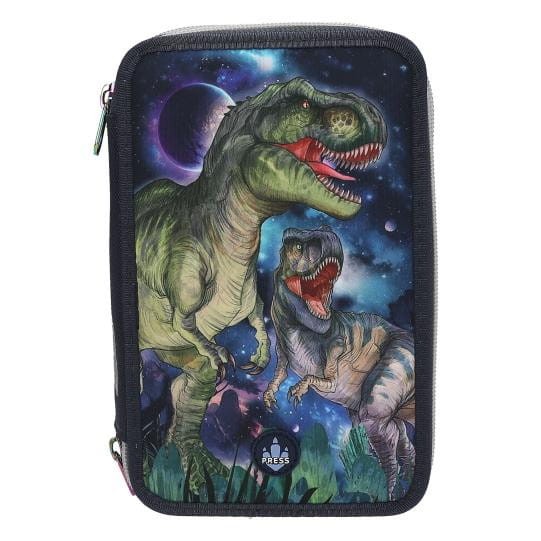 Piórnik z wyposażeniem i światełkiem LED potrójny Dino World