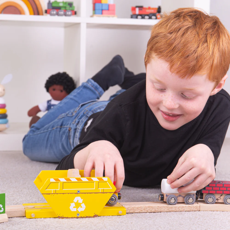 Żółty kontener recyklingowy Bigjigs Rail