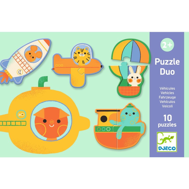 Puzzle dwuelementowe Pojazdy Djeco