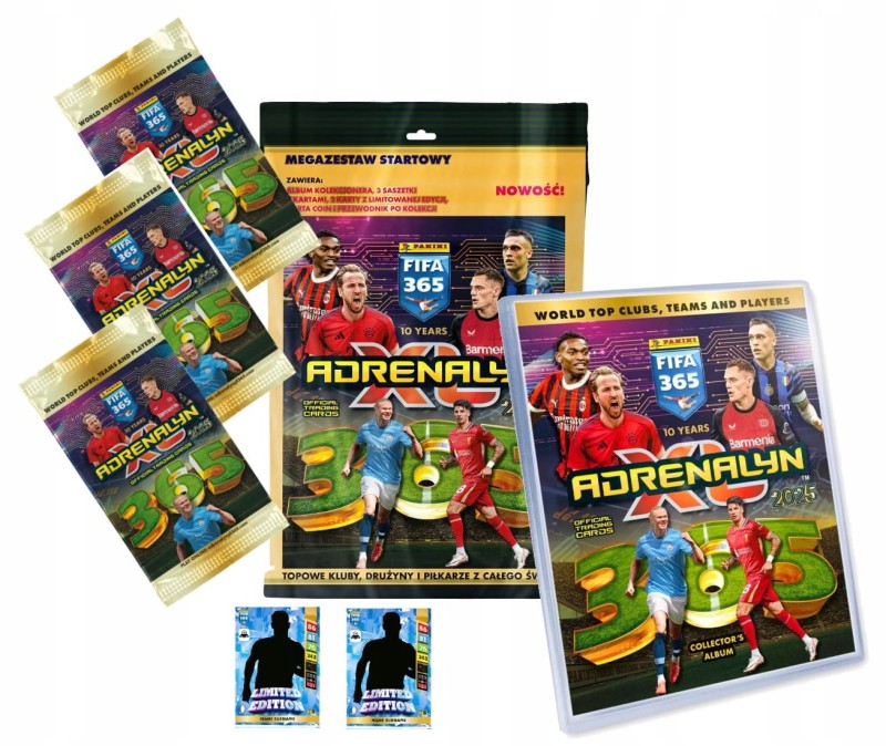 PANINI FIFA 365 ADRENALYN XL 2025 Album piłkarski Mega zestaw startowy