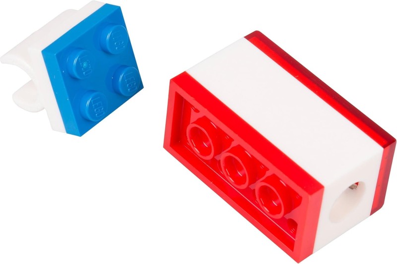 Lego zestaw szkolny: 4 ołówki, temperówka, gumka + ludzik i klocek