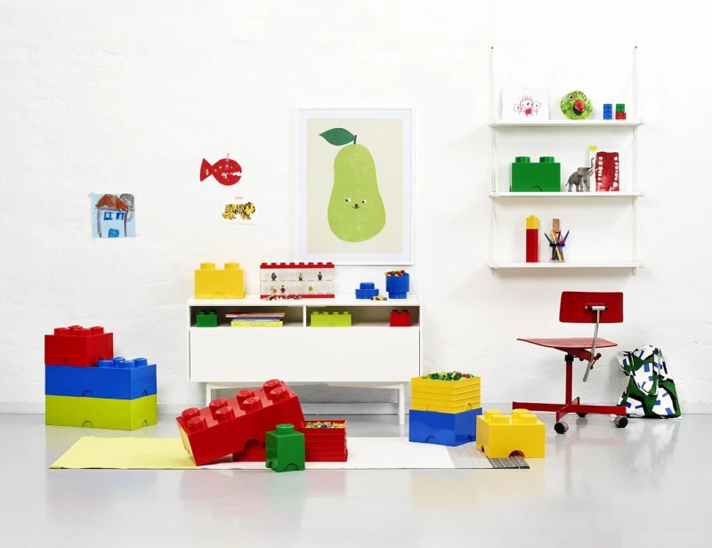 Lego pudełko klocek niebieski, lunchbox, piórnik, pojemnik