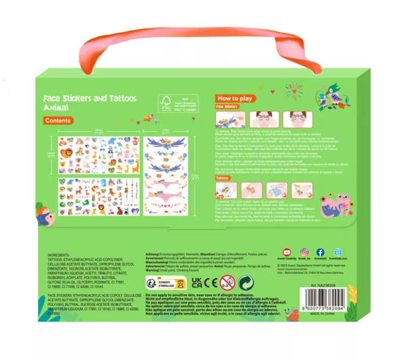 Tatuaże dla dzieci i naklejki na paznokcie zwierzęta Avenir