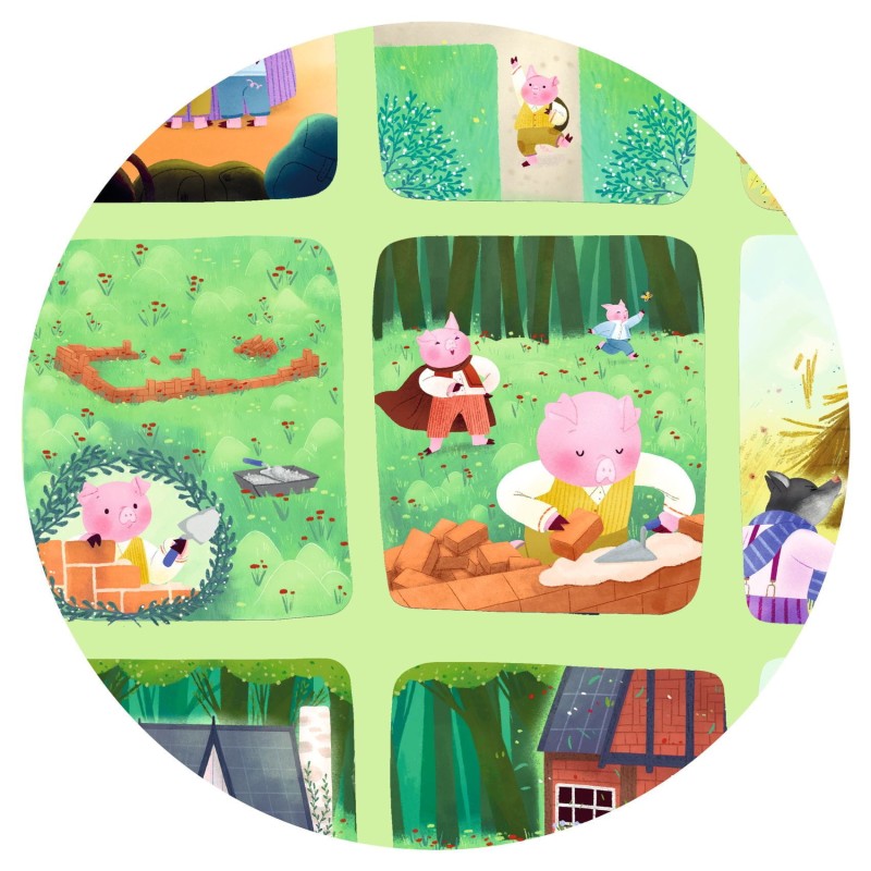Trzy Małe Świnki puzzle 35 el. opowieść Djeco