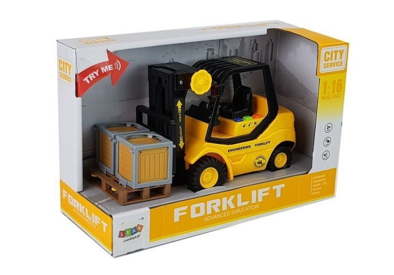 Wózek widłowy z napędem, paletą dźwięk światło Lean Toys