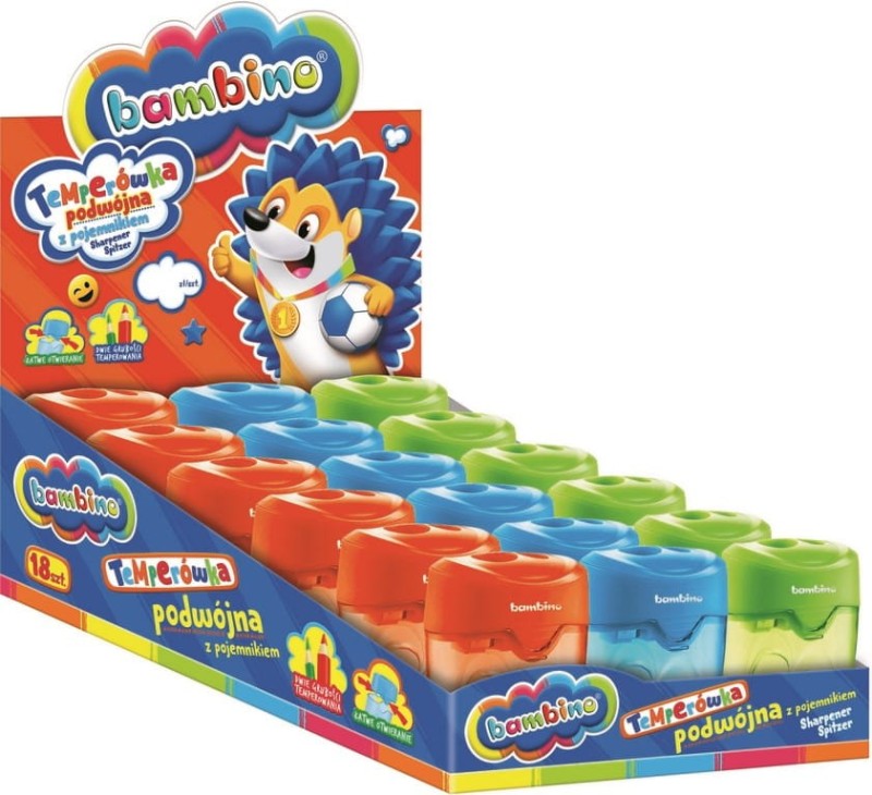 Temperówka podwójna z pojemnikiem 1 szt. BAMBINO