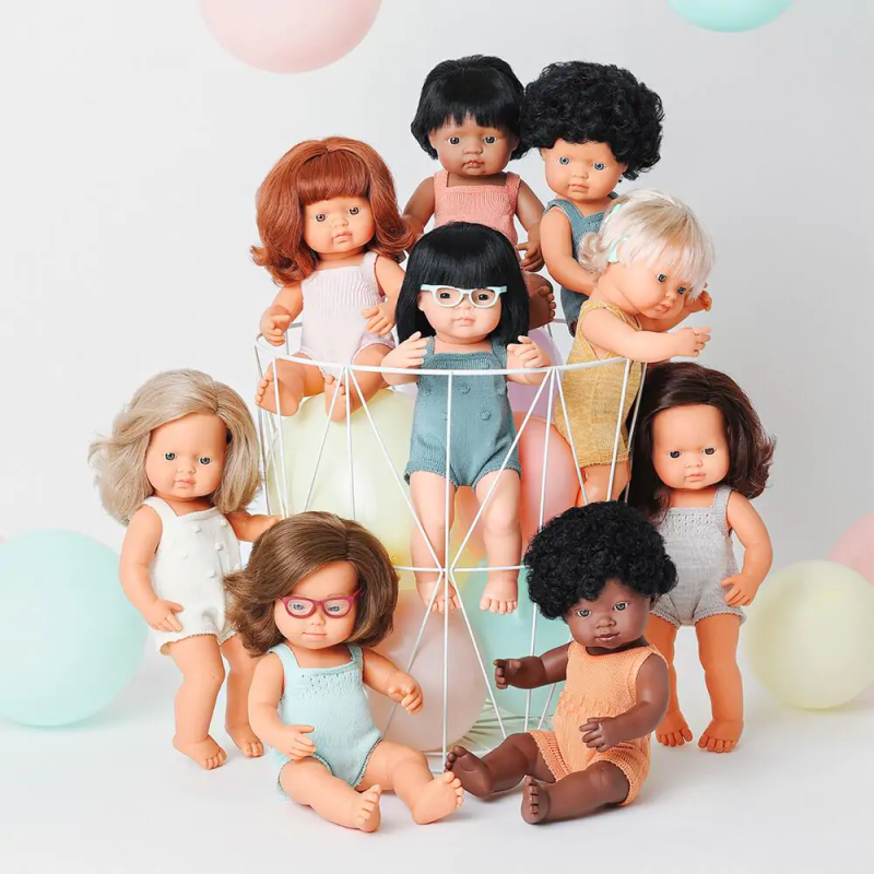 Lalka z okularami dziewczynka Azjatka 38cm pachnąca Miniland Doll