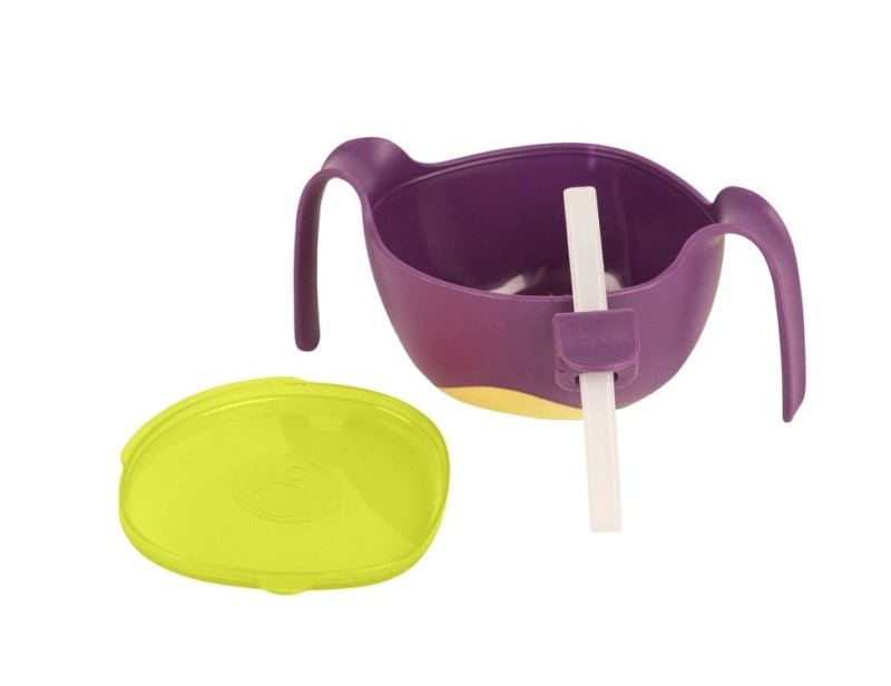 B.box miseczka na zupę 400ml ze słomką i pokrywką Bowl XL fiolet