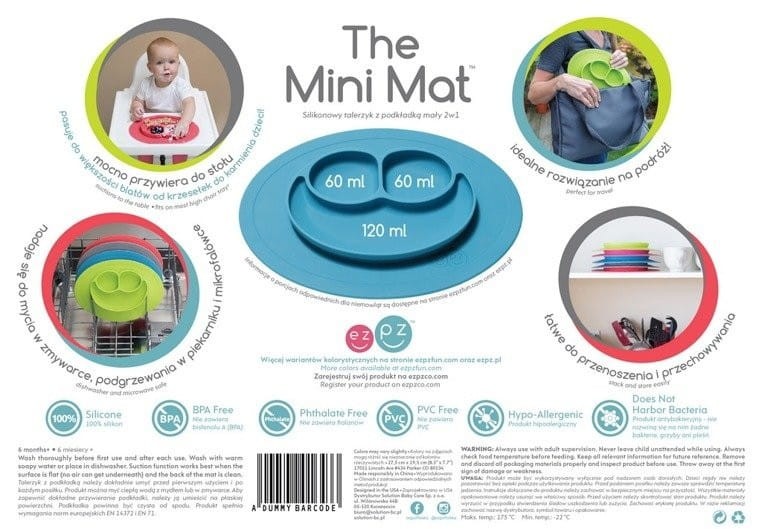 Silikonowy Talerzyk Podkładka 2w1 Niebieski Mini Mat  - ezpz