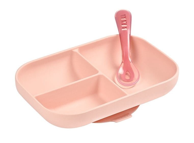 Trójdzielny Talerzyk z Przyssawką i Łyżeczka Pink - Beaba